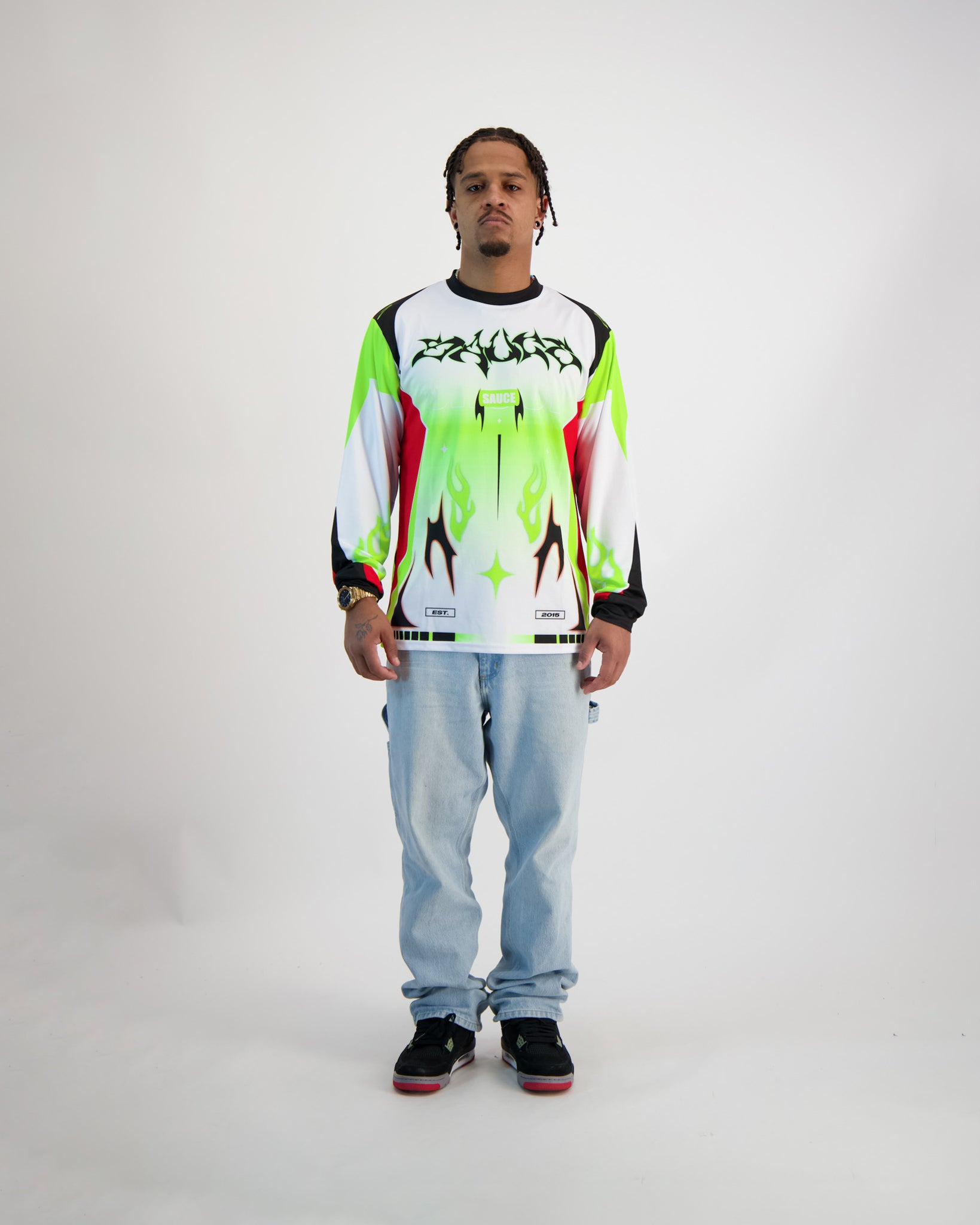 Sauce Model wearing a Longsleeve Shirt in Colour front shot
