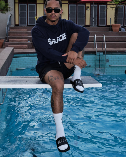 A sauce Model wearing Socks 